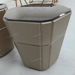 Faceted Octagonal Sofa Side Table with Smoked Mirror Top and Single Drawer